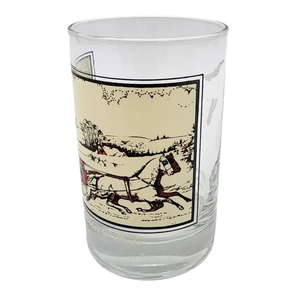 Vintage 1981 Arby’s Currier & Ives Glass #1 The Road in Winter Holiday Sleigh
